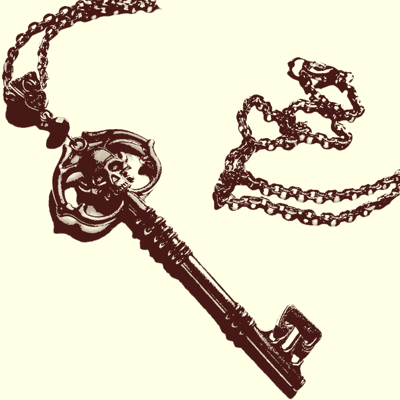 1Pc Fashionable Skull Key Gothic Style Copper Black Pendant Necklace Womens Fashion Party Birthday Gift