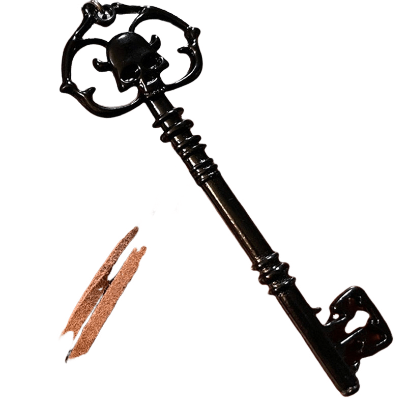 1Pc Fashionable Skull Key Gothic Style Copper Black Pendant Necklace Womens Fashion Party Birthday Gift