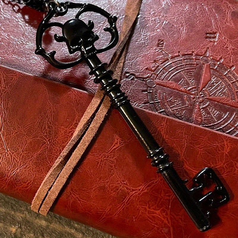 1Pc Fashionable Skull Key Gothic Style Copper Black Pendant Necklace Womens Fashion Party Birthday Gift