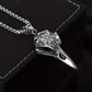 Plated 925 Silvery Chain Pendant, Odin'S Rune Amulet, Men'S Punk Style Crow Skull Pendant Necklace, Viking Jewelry