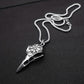 Plated 925 Silvery Chain Pendant, Odin'S Rune Amulet, Men'S Punk Style Crow Skull Pendant Necklace, Viking Jewelry