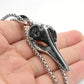 Plated 925 Silvery Chain Pendant, Odin'S Rune Amulet, Men'S Punk Style Crow Skull Pendant Necklace, Viking Jewelry