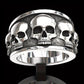 [Size 6-11 Stainless Steel Ring] 1Pc Fine Skull Geometric Personalised Punk Stainless Steel Antique Silvery Ring Men Woman Daily Banquet Bar Size 6-11