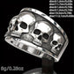 [Size 6-11 Stainless Steel Ring] 1Pc Fine Skull Geometric Personalised Punk Stainless Steel Antique Silvery Ring Men Woman Daily Banquet Bar Size 6-11