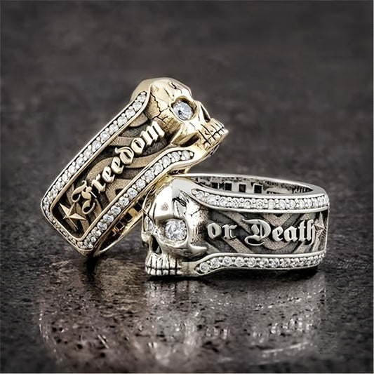 1pc Men's Jewelry Skull Punk Style Symbol Men's Ring Halloween Skull Ring Hip Hop Biker Ring
