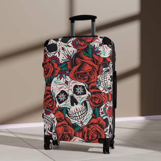 Sugar skull day of the dead mexican skull Suitcases luggage, calaveras skull luggage suitcase, skeleton Halloween suitcase luggage