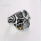 [Titanium Steel Skull Ring] Punk Style Titanium Steel Skull Ring - Glass Eye and Pipe Detail Single Ring