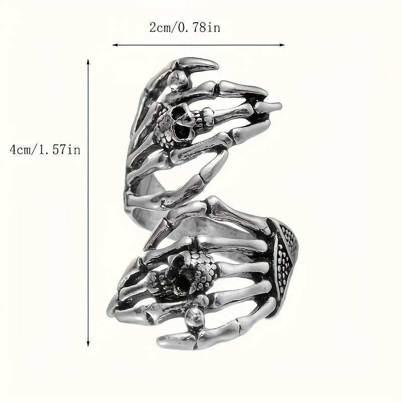 [Punk Skull Ring] Retro Punk Style 1pc Open Skull Ring, Unisex Halloween Ring Jewelry As a Gift for Friends