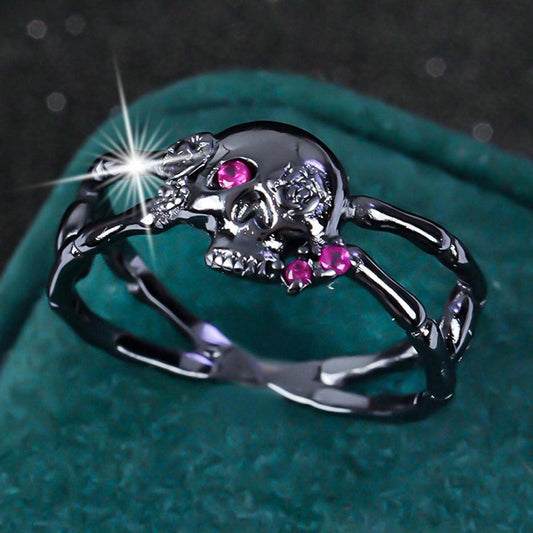[Skull Ring with Cubic Zirconia] Chic Gothic Skull Ring with Cubic Zirconia - Perfect for Day of the Dead & Halloween Parties, Fashion Accessory