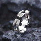 Adjustable Skull Ring, Open Band Design, Punk Biker Cocktail Gothic Fashion Jewelry, Skeleton Frame, Unisex Accessory