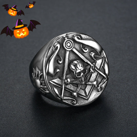 European and American fashion, popular, retro, domineering skull head AG ring, light luxury, trendy, high-end, versatile ring, suitable for daily wear, a gift for friends, boyfriends, and husbands