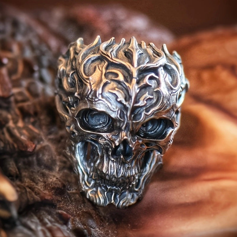 Rock Style Skull Ring with Ghostly Head Design, Perfect for Holiday Parties and Music Festivals, Engraved Ring for Men, Best for Christmas, Perfect for Thanksgiving