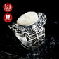 Total Weight 9.8g 1pc Women's Fashion Wide Face Ring 925 Pure Silvery Retro Gothic Style Skull Open Adjustable Ring Suitable for Daily Wear Halloween Surprise Gift First Choice, VIGG