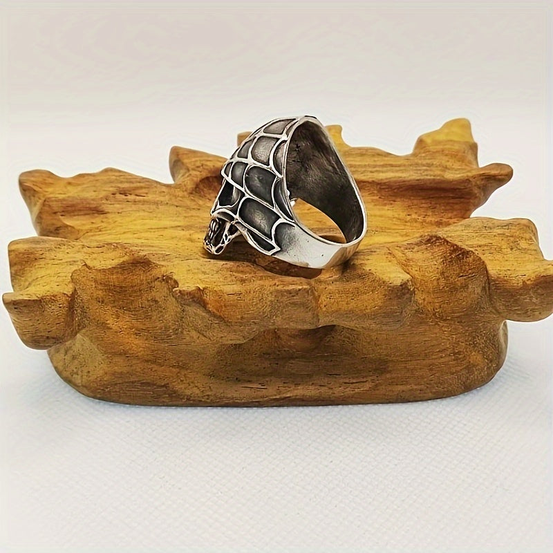 1pc Retro Trendy Skull Men's Stainless Steel Ring