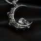 1pc Men's Dark Moon Tooth Skull Necklace, Men's Trendy Punk Titanium Steel Motorcycle Hip Hop Pendant Men's Sweater Chain