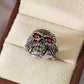 1 Luxurious Retro Skull Ring With Red Cubic Zirconia - Perfect Gift For Christmas, Anniversaries, Birthdays, And Halloween, Copper, Daily Wear, Easter