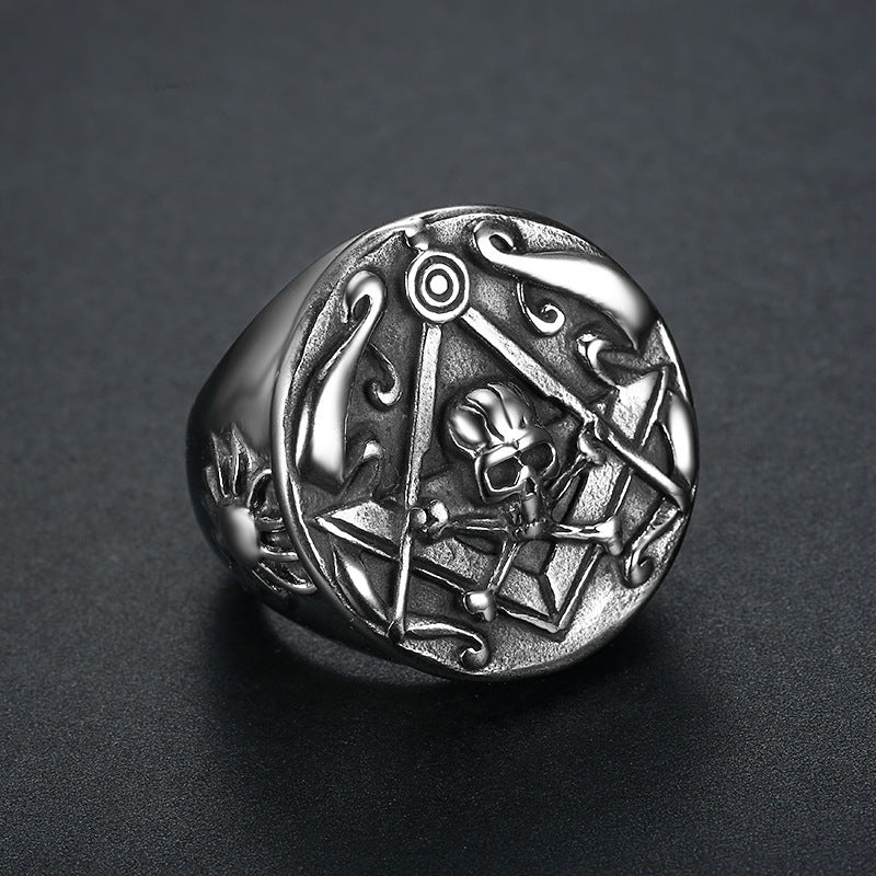 European and American fashion, popular, retro, domineering skull head AG ring, light luxury, trendy, high-end, versatile ring, suitable for daily wear, a gift for friends, boyfriends, and husbands