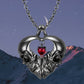 Fashion Halloween Double Skull Pendant Necklace, Heart Necklace Birthday Gift Halloween Gift Anniversary Gift Holiday Party Gift
