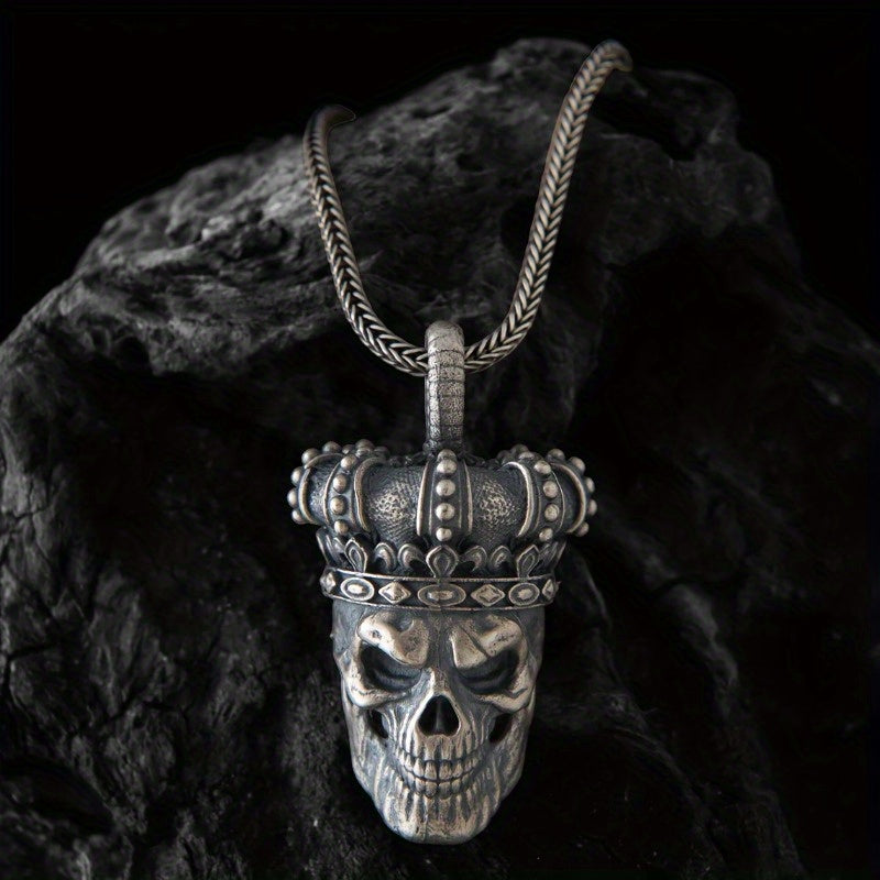 Skull Chain Necklace, Gothic Skull Silvery Necklace, Men'S Pendant, Skull Charm Necklace, Gift for Boyfriend