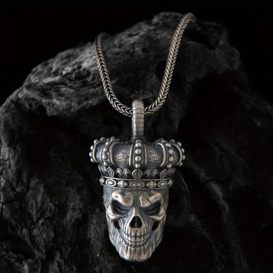 Skull Chain Necklace, Gothic Skull Silvery Necklace, Men'S Pendant, Skull Charm Necklace, Gift for Boyfriend