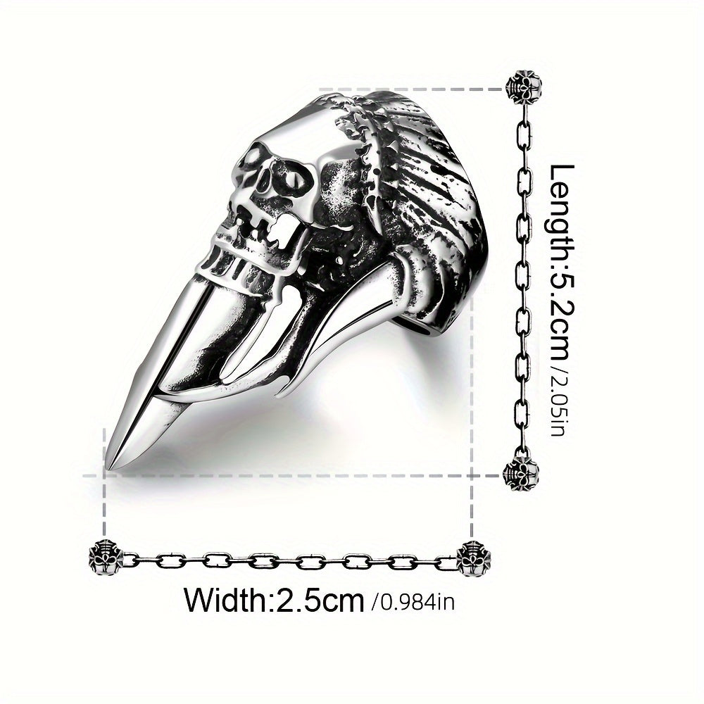 Bold Stainless Steel Men's Punk Ring with Unique Claw Design - Vintage Style, Single Piece