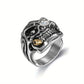 [Titanium Steel Skull Ring] Punk Style Titanium Steel Skull Ring - Glass Eye and Pipe Detail Single Ring