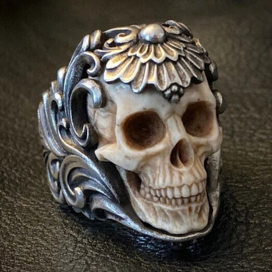 Retro Bohemian Style Skull Shaped Party Gift, Jewelry Ring, 1pc