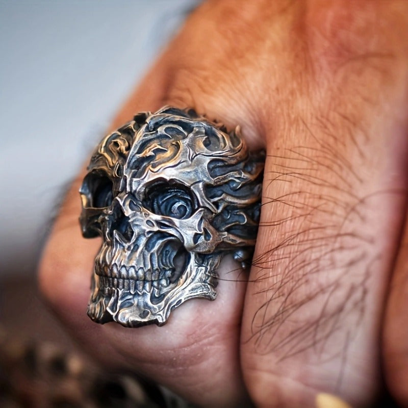 Rock Style Skull Ring with Ghostly Head Design, Perfect for Holiday Parties and Music Festivals, Engraved Ring for Men, Best for Christmas, Perfect for Thanksgiving