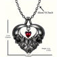 Fashion Halloween Double Skull Pendant Necklace, Heart Necklace Birthday Gift Halloween Gift Anniversary Gift Holiday Party Gift