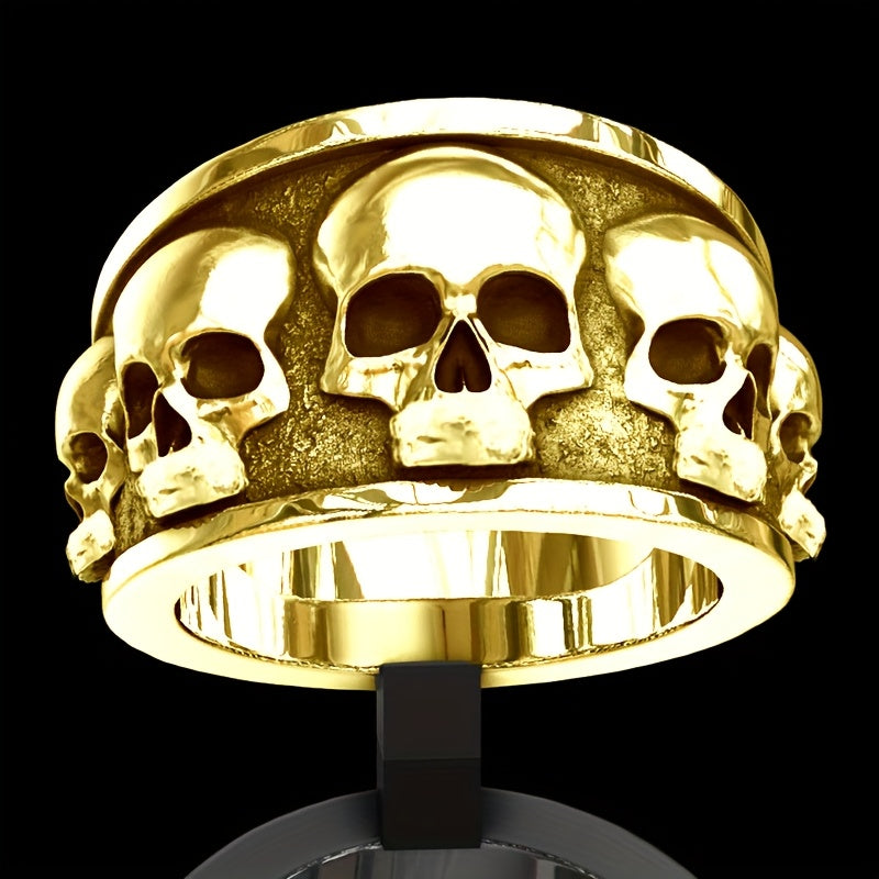 [Size 6-11 Stainless Steel Ring] 1Pc Fine Skull Geometric Personalised Punk Stainless Steel Antique Silvery Ring Men Woman Daily Banquet Bar Size 6-11