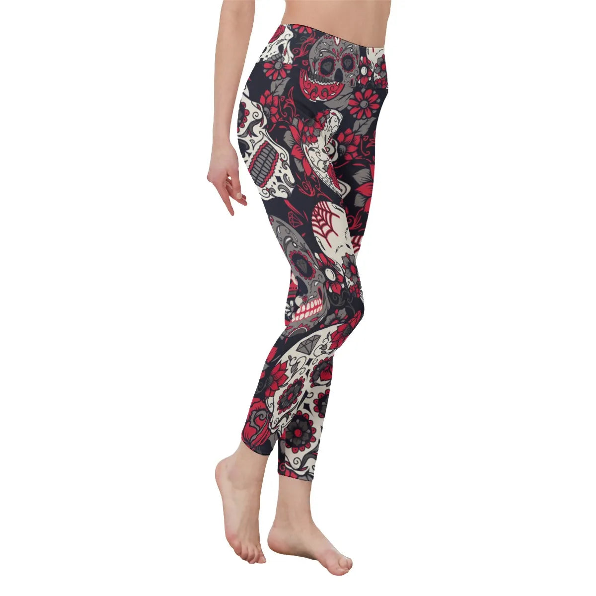 Sugar skull High Waist Leggings | Side Stitch Closure