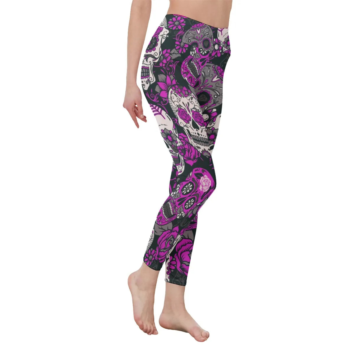 Sugar skull High Waist Leggings | Side Stitch Closure