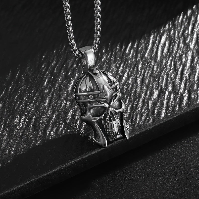 316L Stainless Steel Rebellious Skull Armor Pendant Men'S Hip-hop Punk Necklace Jewelry