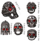 6pcs Large Skull Ring with Red Eye Stone Inlaid Vintage MetalHead Punk Ring Collection Gift Father's Day Holiday