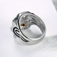 [Titanium Steel Skull Ring] Punk Style Titanium Steel Skull Ring - Glass Eye and Pipe Detail Single Ring