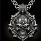 Men's Stainless Steel Gothic Skull Pendant Necklace - Hip Hop Punk Style with Intricate Design, Durable Titanium Steel Chain for Party Wear