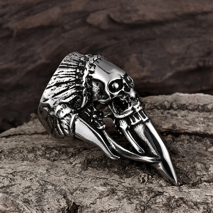 Bold Stainless Steel Men's Punk Ring with Unique Claw Design - Vintage Style, Single Piece