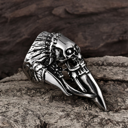 Bold Stainless Steel Men's Punk Ring with Unique Claw Design - Vintage Style, Single Piece
