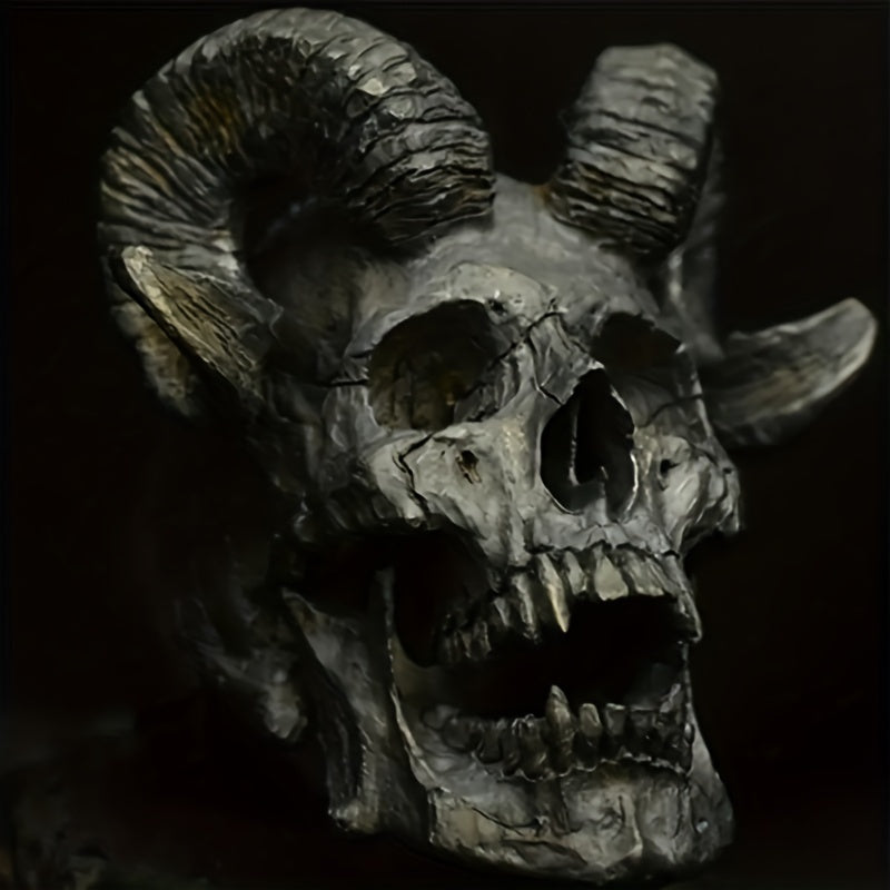 1pc Dark Retro Goth Punk Stainless Steel Ring Demon Satan Goat Skull Ring Men Neutral Motorcycle Ring Jewelry Accessories Party Jewelry