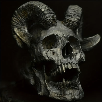 1pc Dark Retro Goth Punk Stainless Steel Ring Demon Satan Goat Skull Ring Men Neutral Motorcycle Ring Jewelry Accessories Party Jewelry