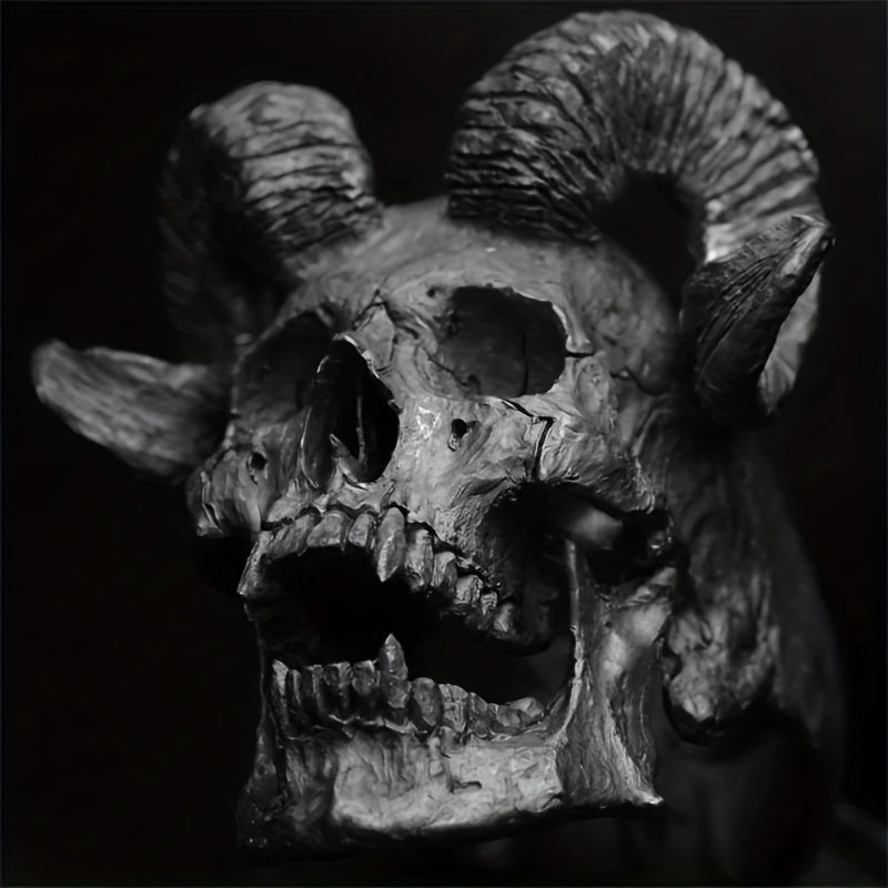 1pc Dark Retro Goth Punk Stainless Steel Ring Demon Satan Goat Skull Ring Men Neutral Motorcycle Ring Jewelry Accessories Party Jewelry