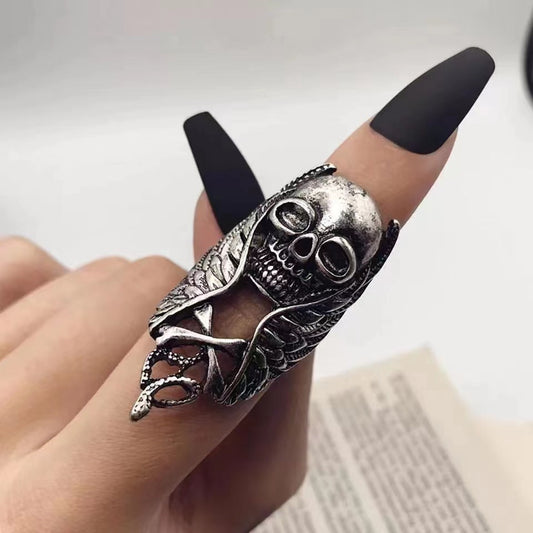Skull Ring Vintage Punk Style Skull Feather Ring Rock Hip-hop Ring Birthday Gift For Women