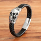 TYO Cool Style Men Leather Bracelets & Bangles Skull Owl Scorpion Snake Braided Wrap Stainless Steel Bracelets For Halloween