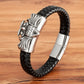 TYO Cool Style Men Leather Bracelets & Bangles Skull Owl Scorpion Snake Braided Wrap Stainless Steel Bracelets For Halloween