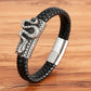 TYO Cool Style Men Leather Bracelets & Bangles Skull Owl Scorpion Snake Braided Wrap Stainless Steel Bracelets For Halloween