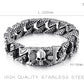 Fongten Gothic Mens Bracelets Stainless Steel Skull Franco Curb Chain Bracelet For Men Multiple Color Skeleton Armband Jewelry