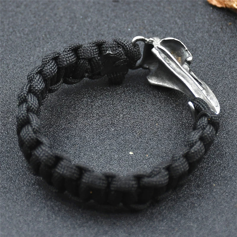 Wicca Skull Rune Bead Bracelet Odin Raven Stainless Steel Viking Bracelet Men Slavic Jewelry Vikings Accessories Vikingos Bangle