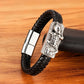 TYO Cool Style Men Leather Bracelets & Bangles Skull Owl Scorpion Snake Braided Wrap Stainless Steel Bracelets For Halloween