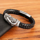 TYO Cool Style Men Leather Bracelets & Bangles Skull Owl Scorpion Snake Braided Wrap Stainless Steel Bracelets For Halloween