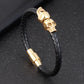 Hyperbole Men Jewelry Black Braided Leather Bracelets Stainless Steel Leahter Bracelets Cool Skull Bracelets Men Bracelet